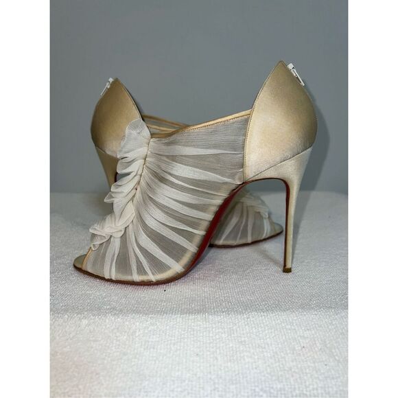 Christian Louboutin Silk Canonita 100 MM Booties 40 Authentic - Picture 12 of 13